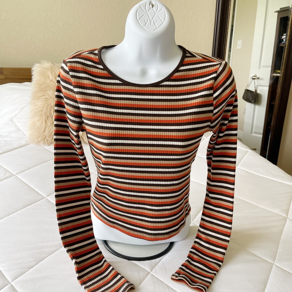 Striped Forever 21 Long Sleeve Crop top